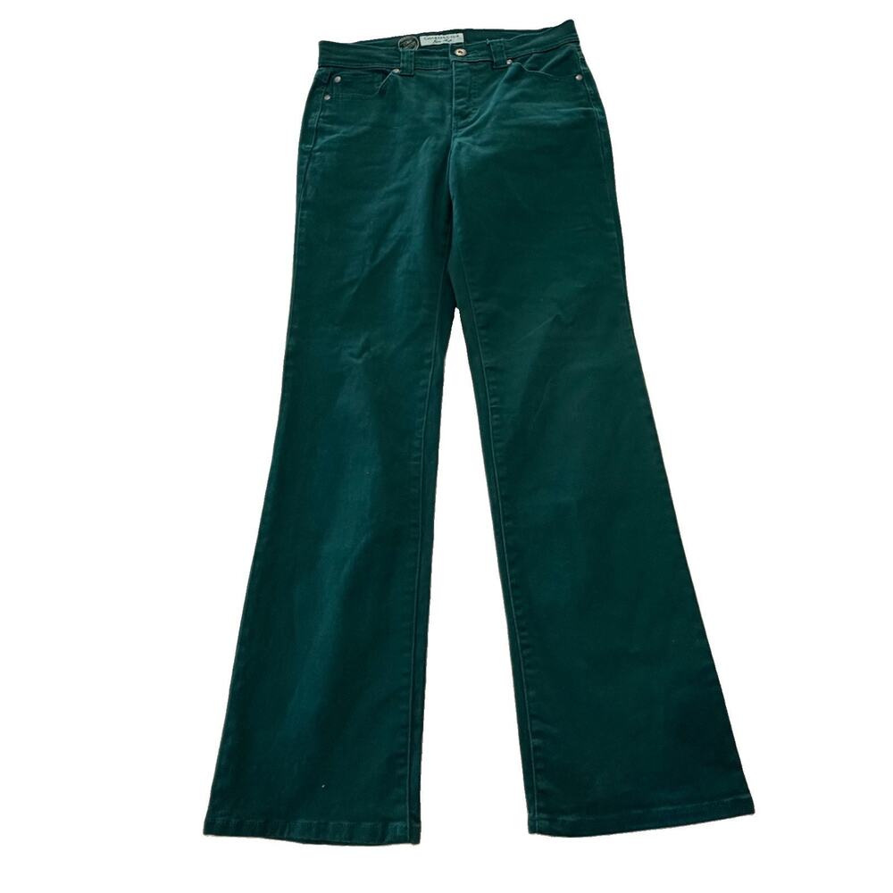 Charter Club Jeans Womens 4 Curvy Bootcut Emerald Green Rhinestone Y2K Stretch